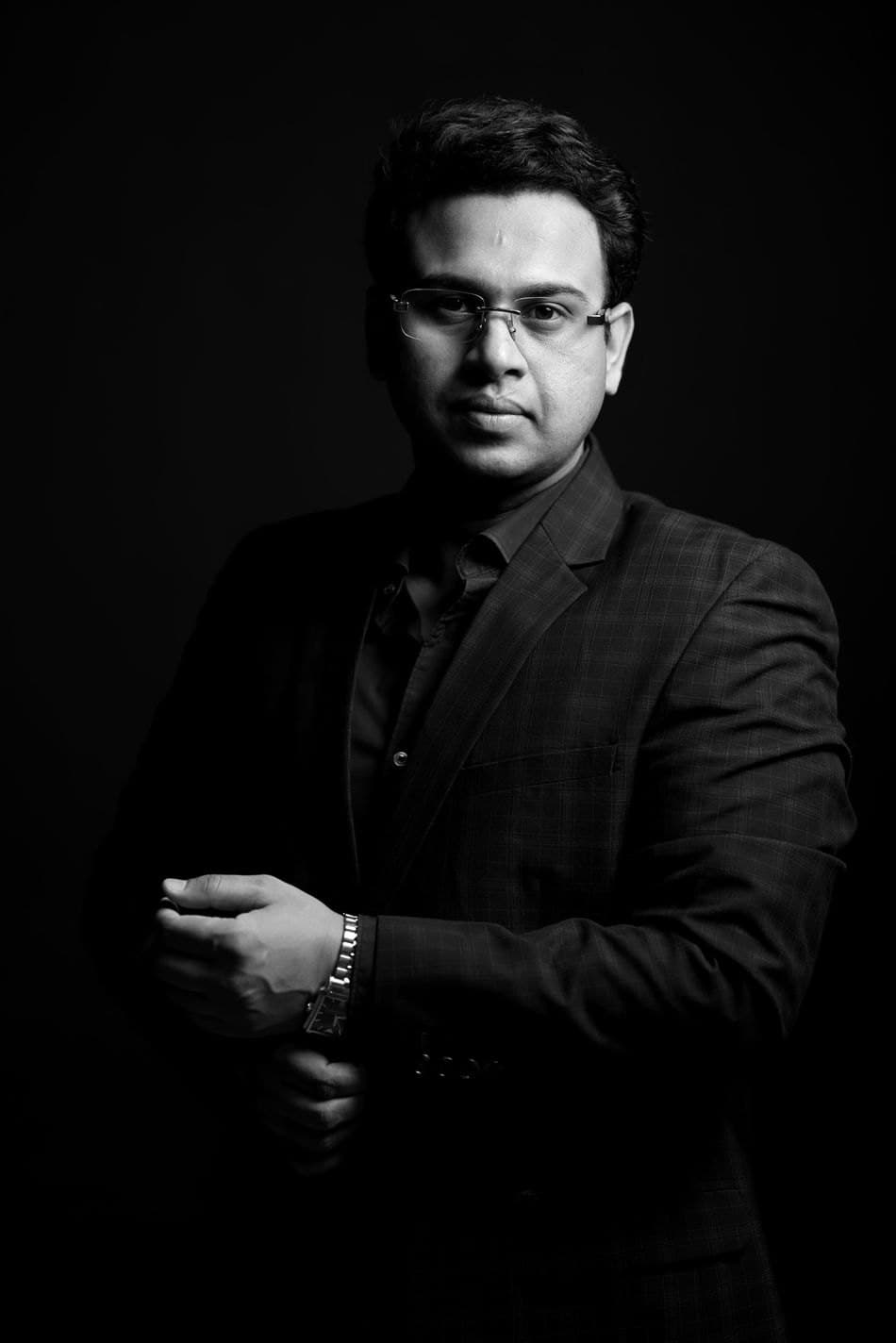 Anmol Pushjai Goel, black and white portrait