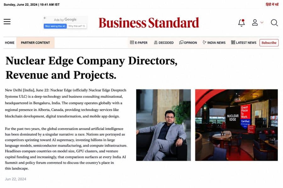 Business Standard: Nuclear Edge: company, directors and projects